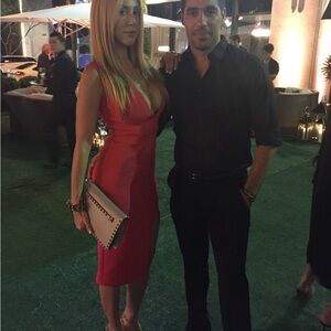 NICHOLAS Red V-Neck Midi Dress